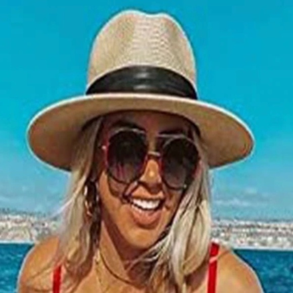 Boho Straw Sun Shielding Black Ban Wide Brim Panama Hat - Picture 3 of 4